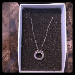 Diamond and sterling silver circle necklace